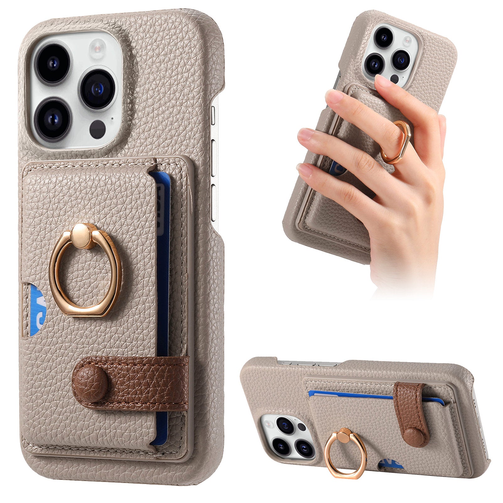 Y2 For iPhone 14 Pro Max Card Slot Case Kickstand PU+PC+TPU Phone Cover Y2 For iPhone 14 Pro Max Card Slot Case Kickstand PU+PC+TPU Phone Cover